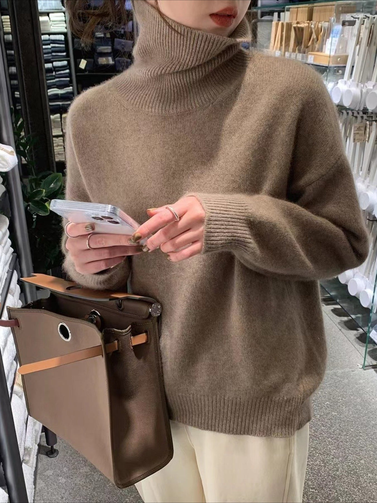 Lazy Style Loose and Versatile Knitted Pullover Sweater