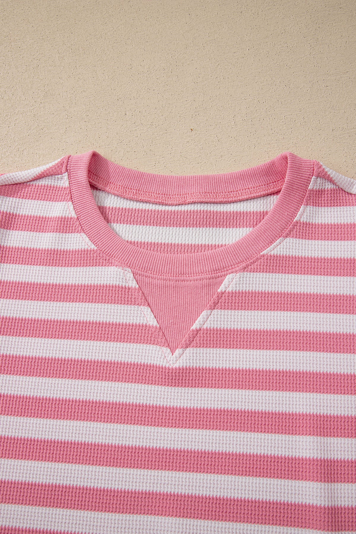 Pink Stripe Puff Short Sleeve T Shirt Matching Shorts Set