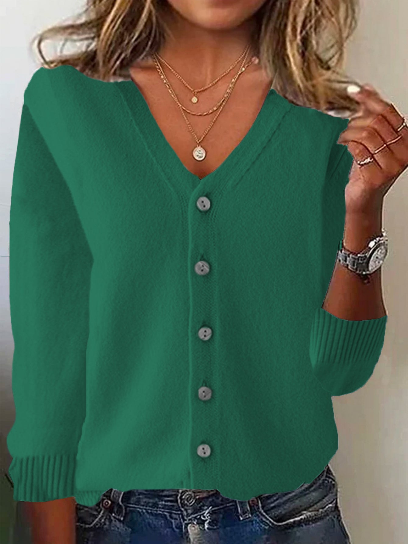Casual Spring/Fall Plain Wool/Knitting Cardigan