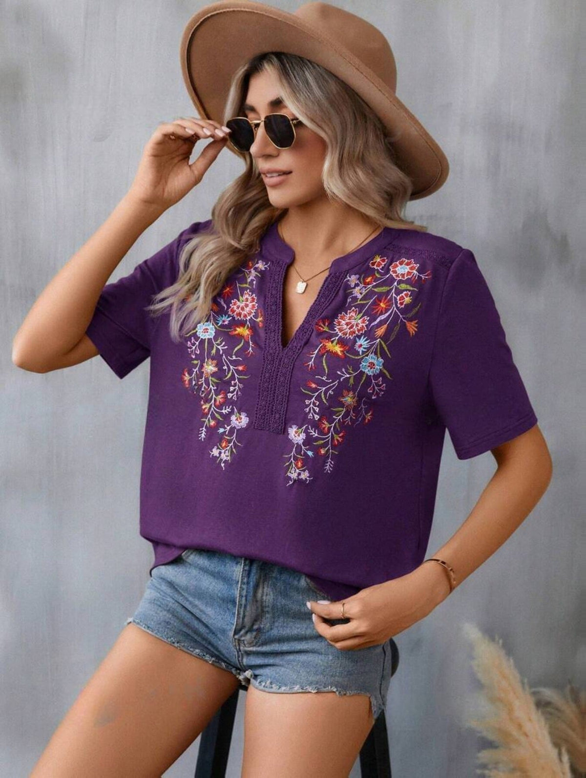 Embroidered Patchwork Lace T-Shirt