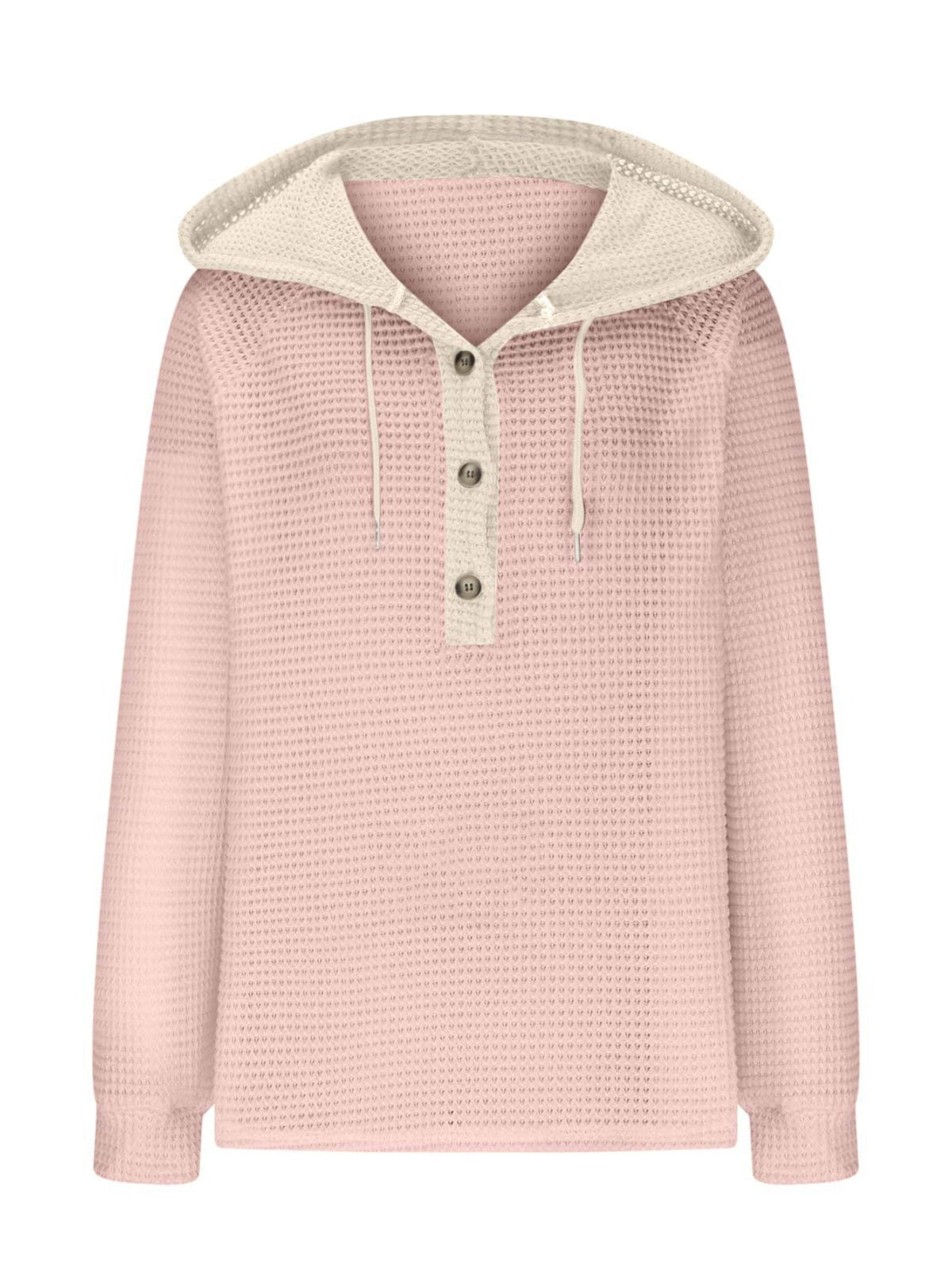 Casual Hoodie Sweatshirt | Women's Semi-Sheer, Solid Knit | Stretch Fit with Button Detail | Easy-Care