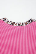 Sachet Pink Leopard Trim Twist Ribbed Short Set