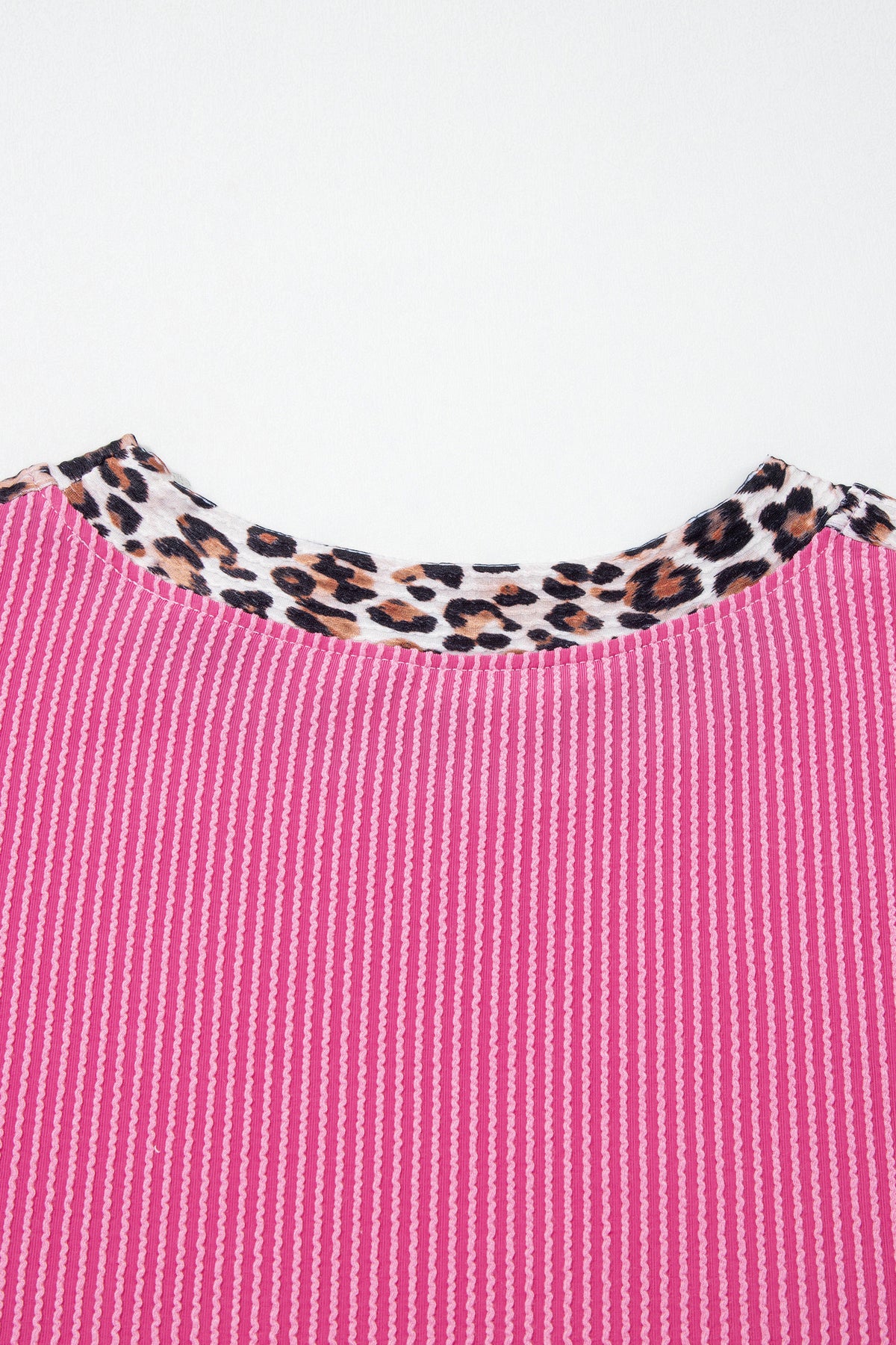 Sachet Pink Leopard Trim Twist Ribbed Short Set
