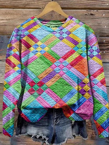 Geometric Casual Polyester Daily Loose Sweatshirts