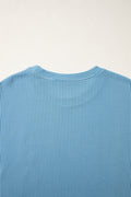 Beau Blue USA Graphic Half Sleeve Loose Ribbed Top