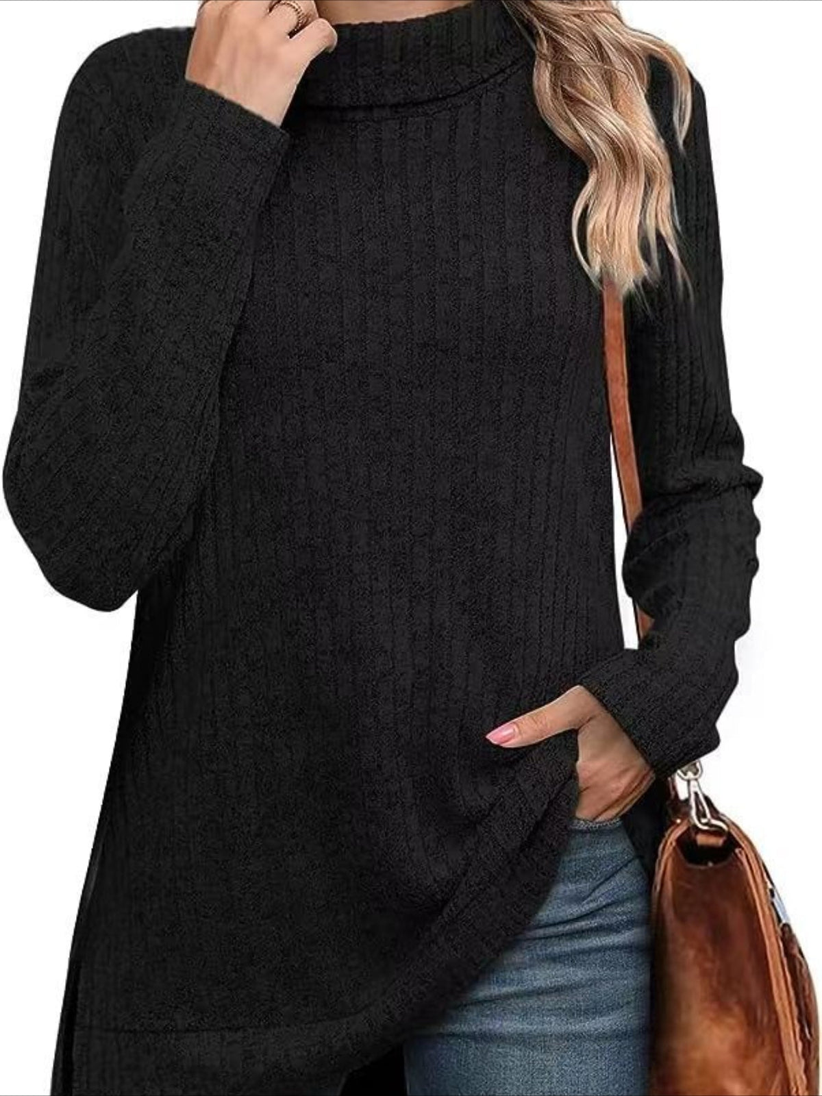 Pullover Turtle Neck Long Sleeve Sweater