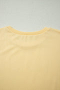 Yellow  Eyelet Lace Patchwork Sleeve Short 2pcs Outfit