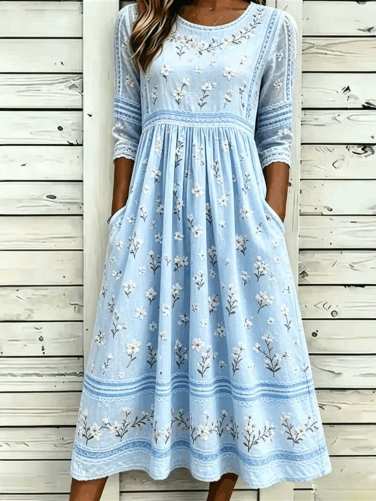 Printing Boho Regular Fit Crew Neck Dress