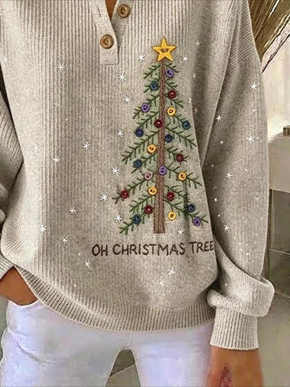 Christmas Tree Crew Neck Long Sleeve Sweatshirt