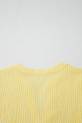 Yellow Gingham Textured Bow Tie Short Sleeve Tiered Midi Dress