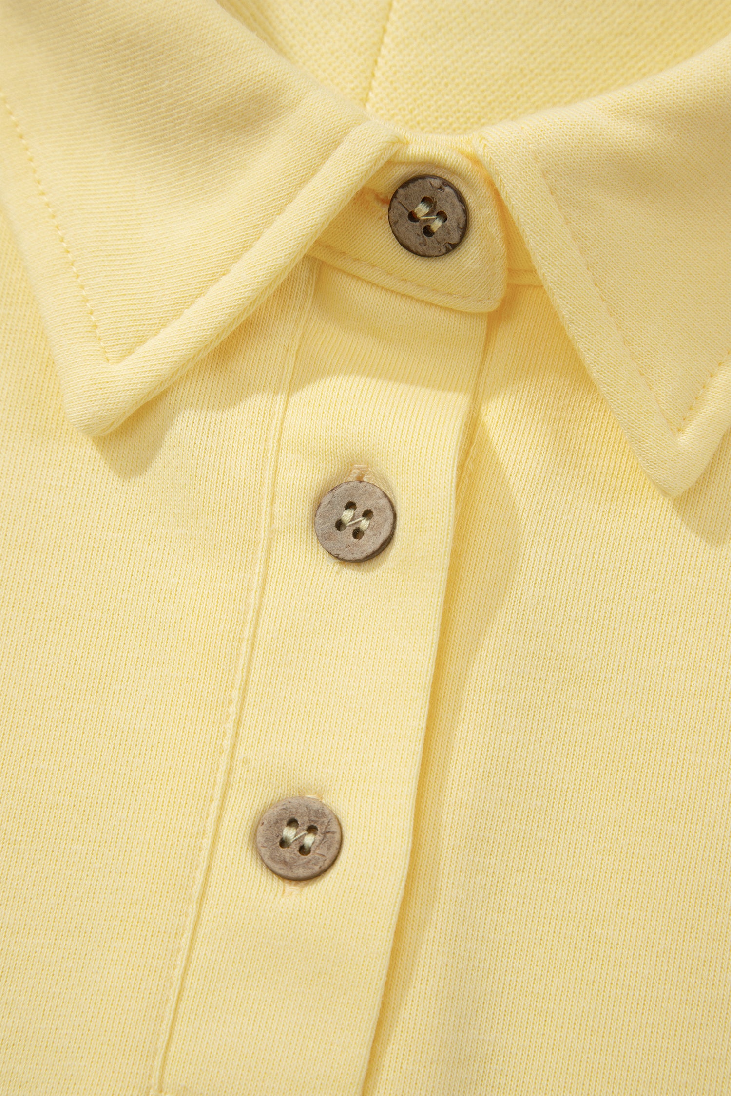 Yellow Cream Loose Polo Tee Elastic Waist 2pcs Short Set