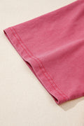 Red Independence Day Star Printed Mineral Wash T Shirt