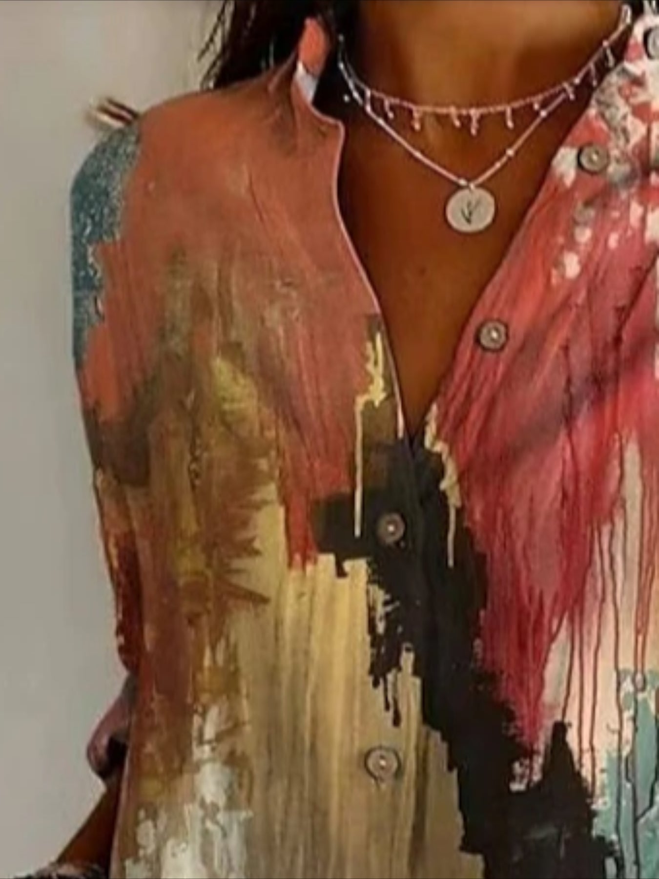 Long Sleeve Shirt Spring/Fall Abstract Shirt Collar Daily Going Out Casual Top