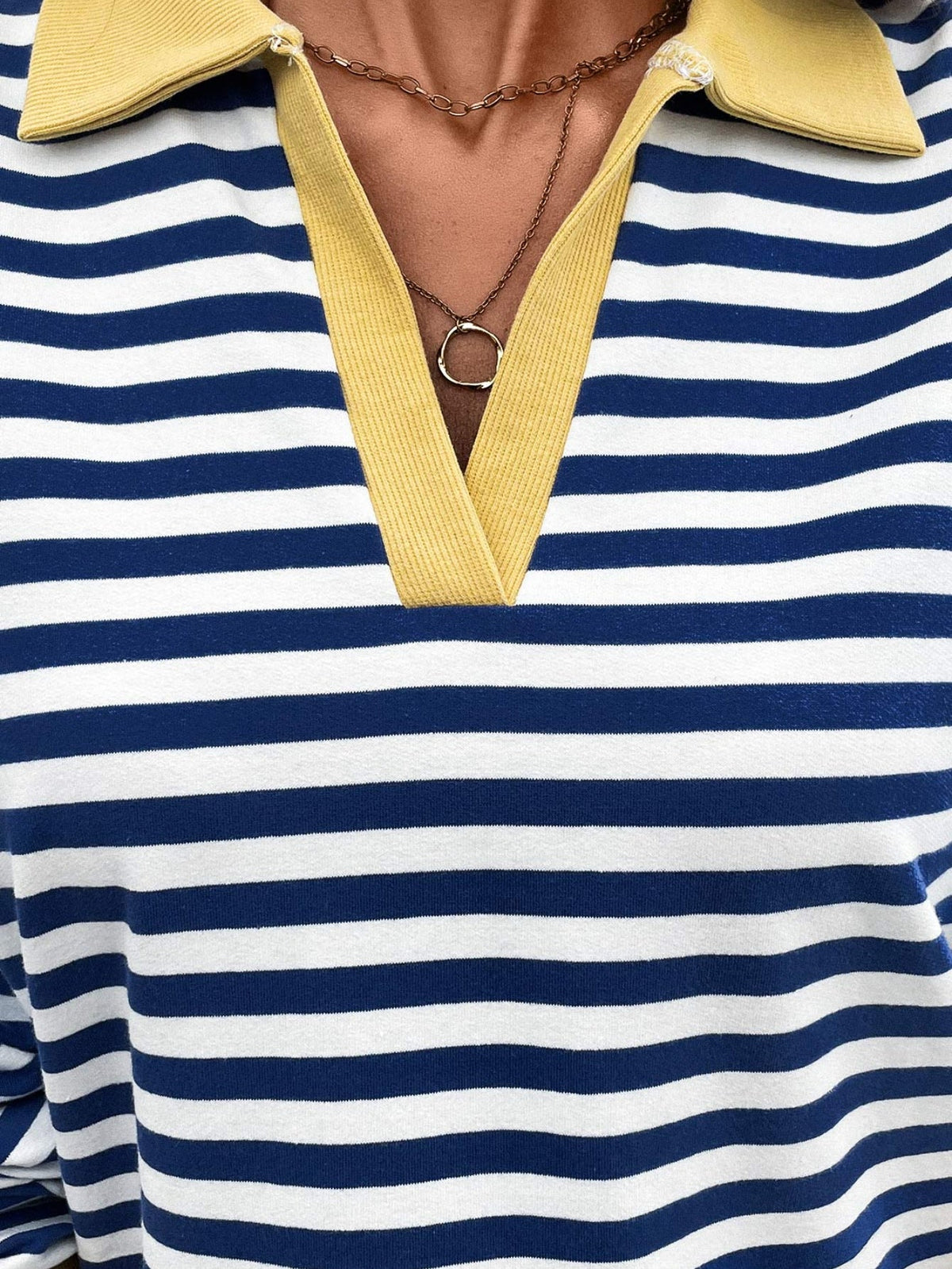 Patchwork Striped Long Sleeve T Shirt