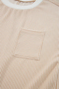 Apricot Twisted Ribbed Color Block Trim T Shirt Shift Dress