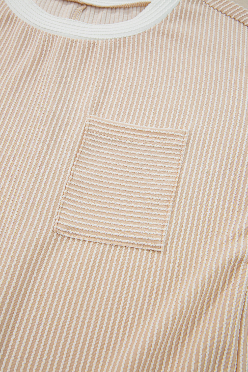 Apricot Twisted Ribbed Color Block Trim T Shirt Shift Dress