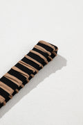 Brown Stripe Square Neck Shirred Wide Leg Jumpsuit