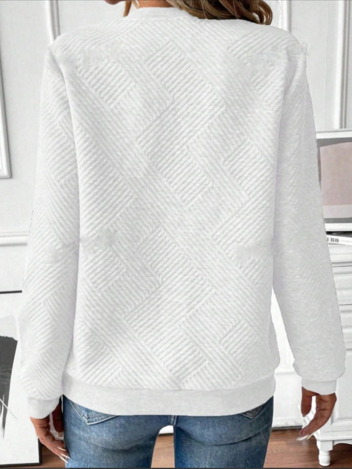 Casual V Neck Plain Sweatshirt