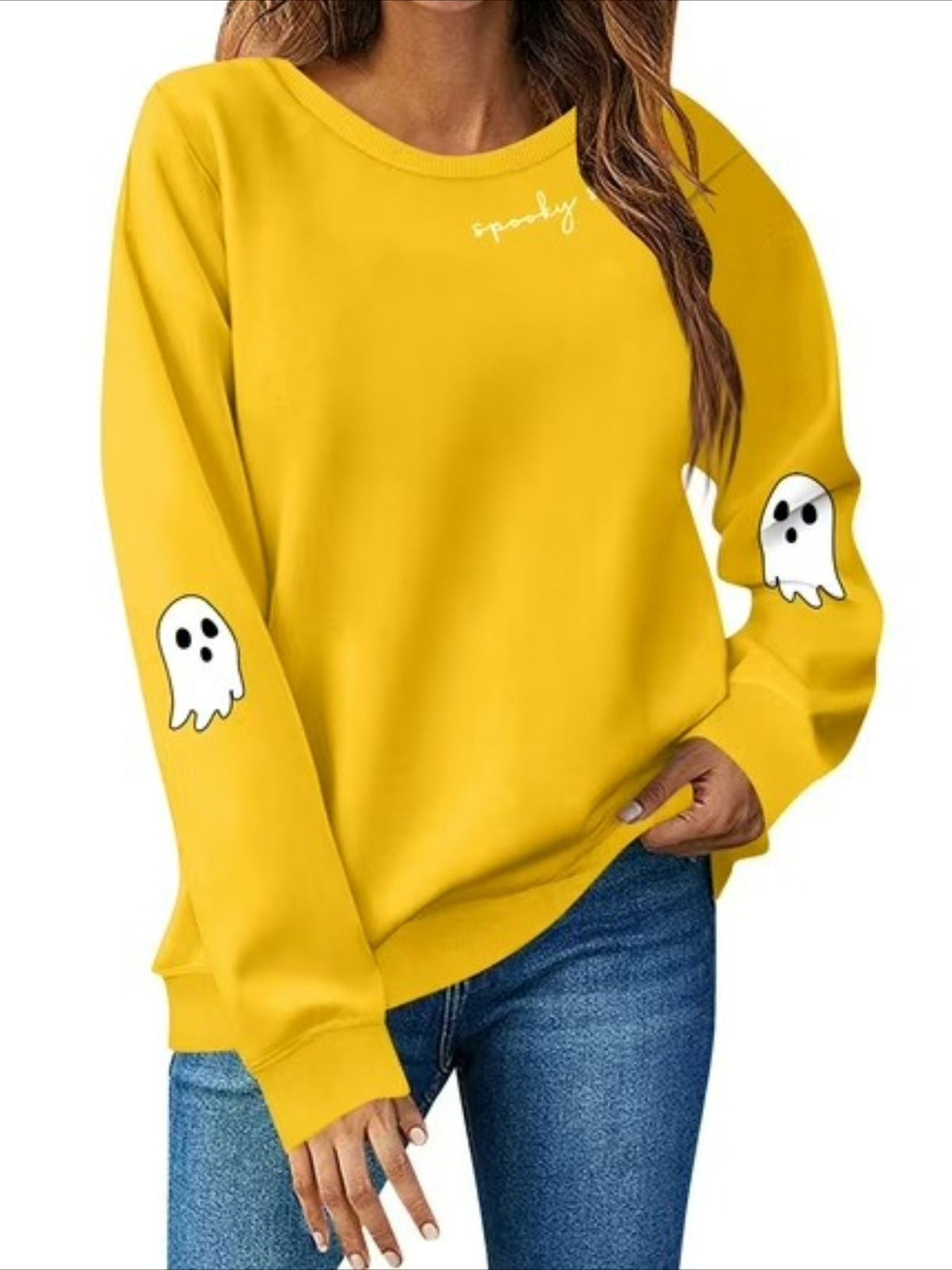 Halloween Round Neck Long Sleeve Loose Fit Top