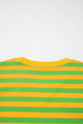 Yellow Stripe Puff Short Sleeve T Shirt Matching Shorts Set