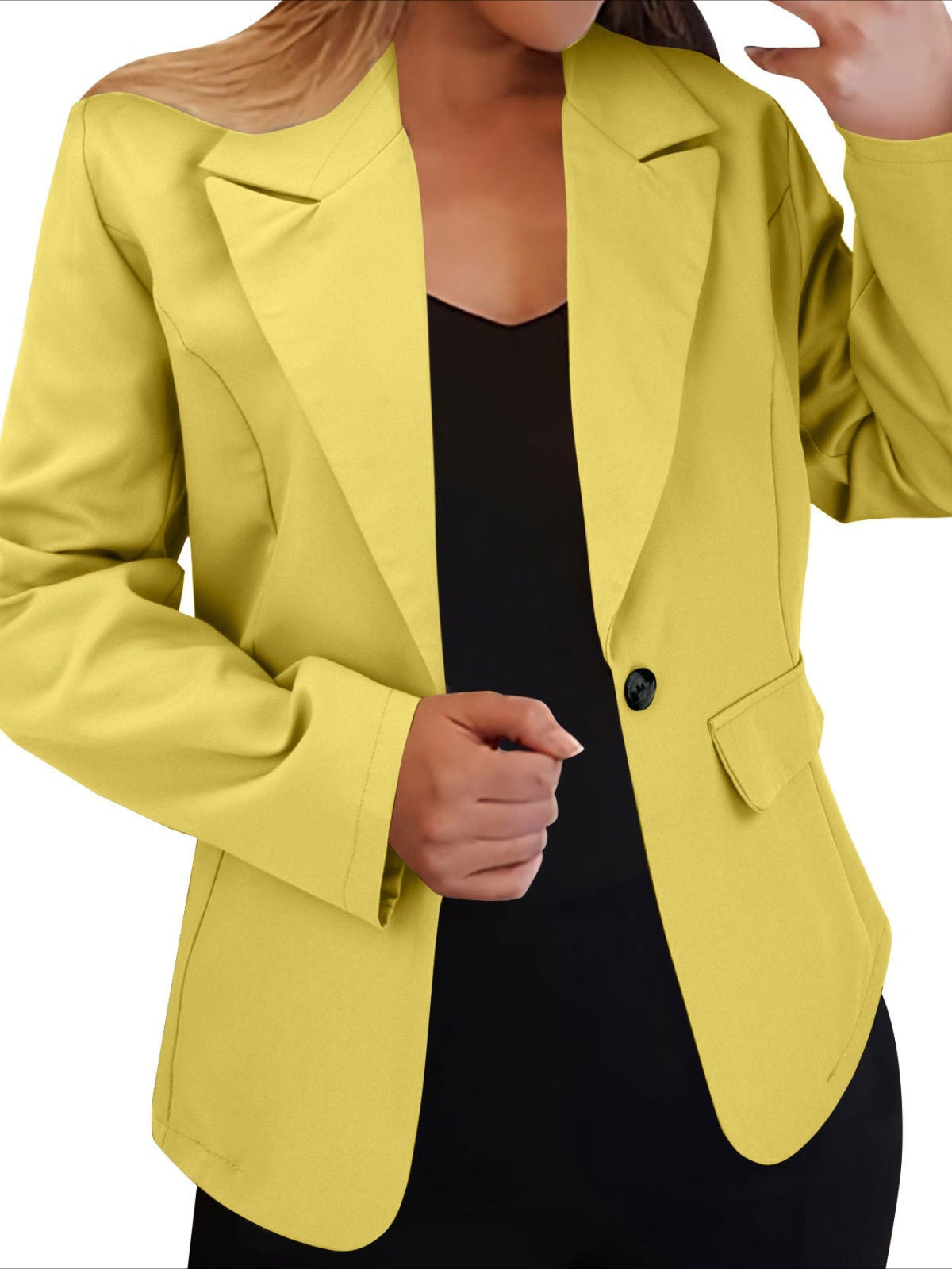 Long Sleeve Solid Color Elegant Lapel Small Suit Jacket