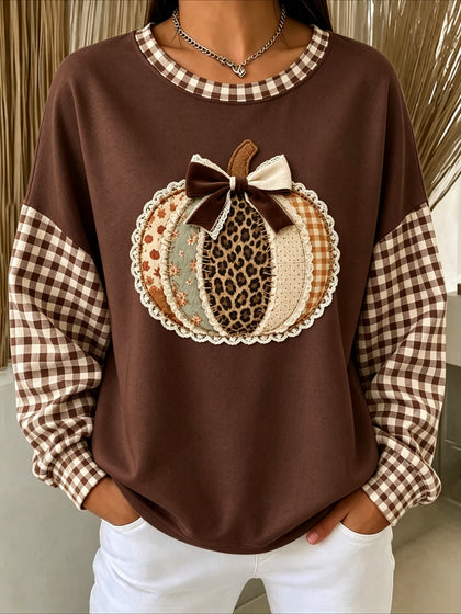 Pumpkins Halloween Printed Crew Neck Long Sleeve Sweater Hoodie