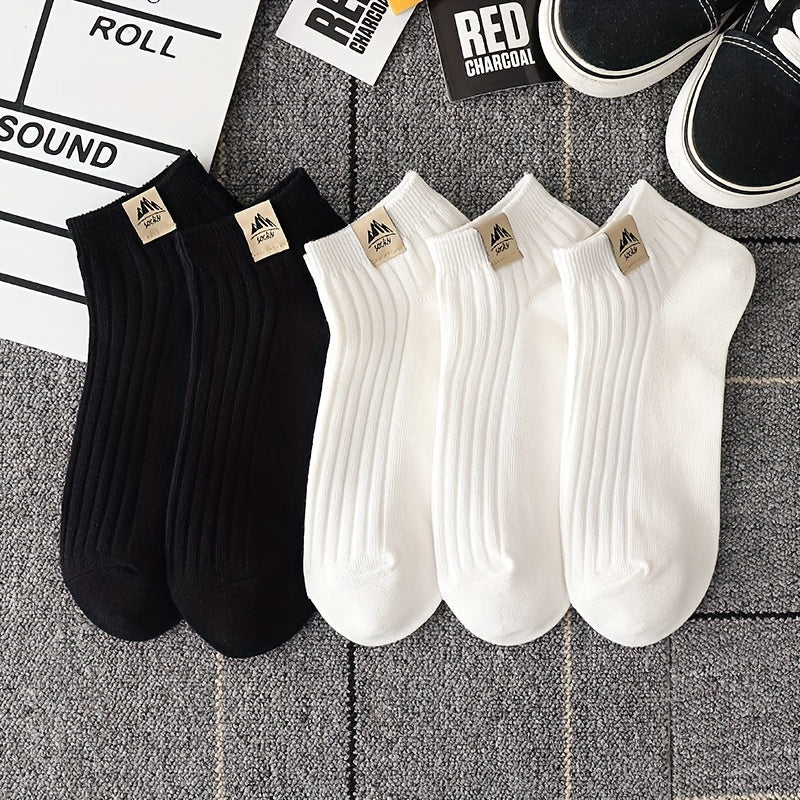5 Pairs Simple Crew Socks, Comfy & Breathable Low Cut Ankle Socks