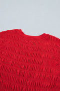 Fiery Red Shirred Slim Fit Ruffle Hem Tank Top