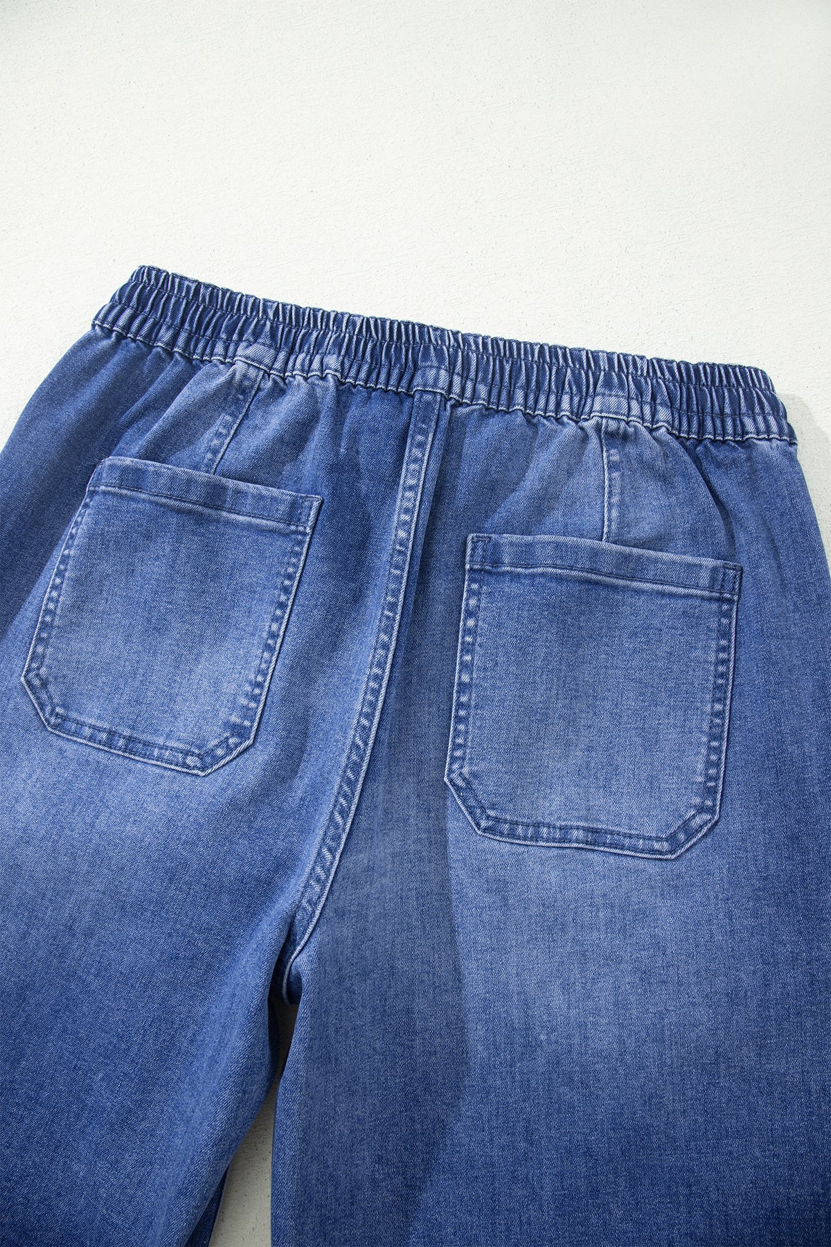 Ashleigh Blue Drawstring Waist Ankle Length Casual Jeans Regular Fit Pocket Detail Denim Pants