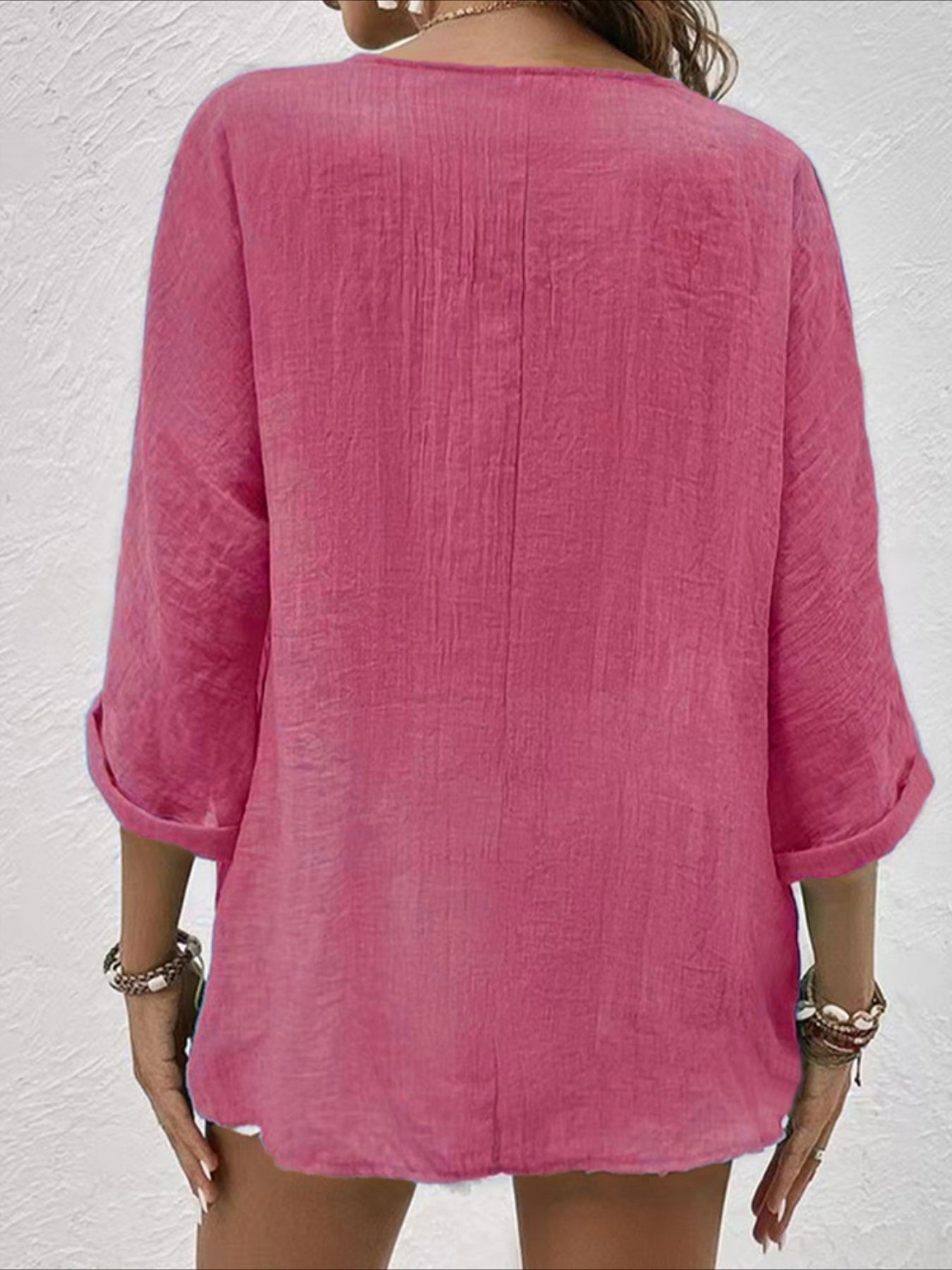 V-neck Pullover Short Sleeve Loose Shirt