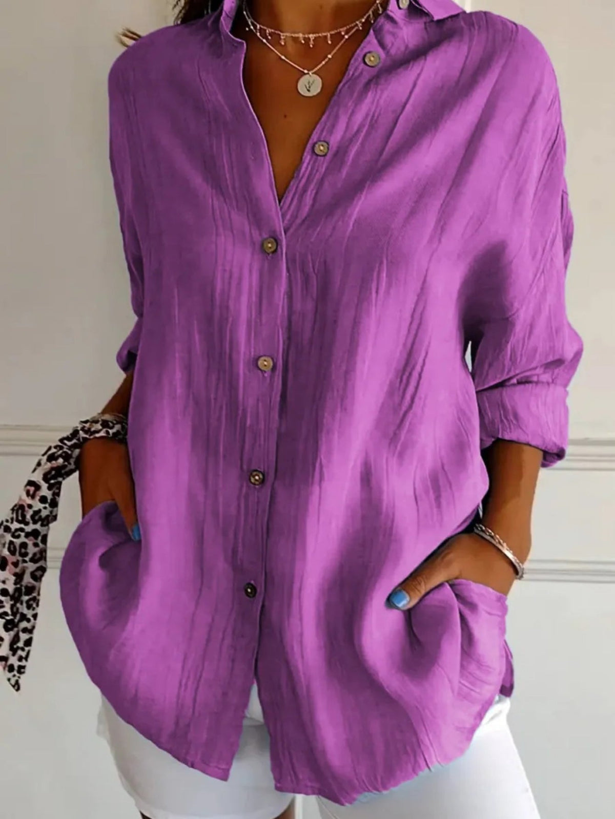 Women's Solid Color Long Sleeve Spring/Fall Collar Daily Going Out Casual Top