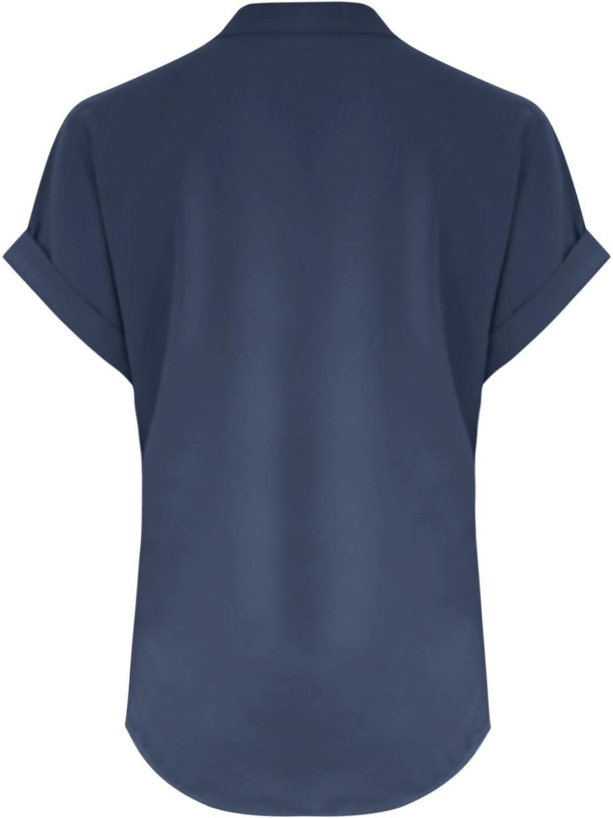 Solid Color V Neck Short Sleeve Button Down T Shirts