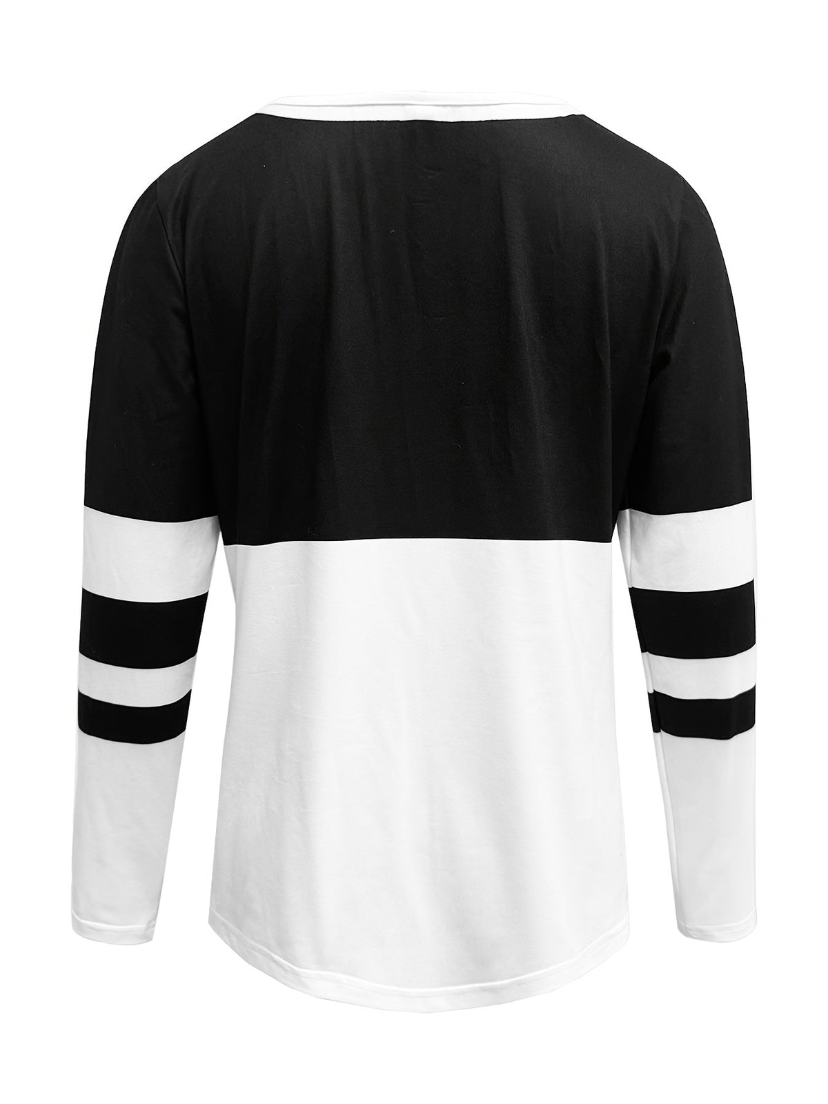 Stylish Color Block V-Neck Long Sleeve T-Shirt with Zipper Detail