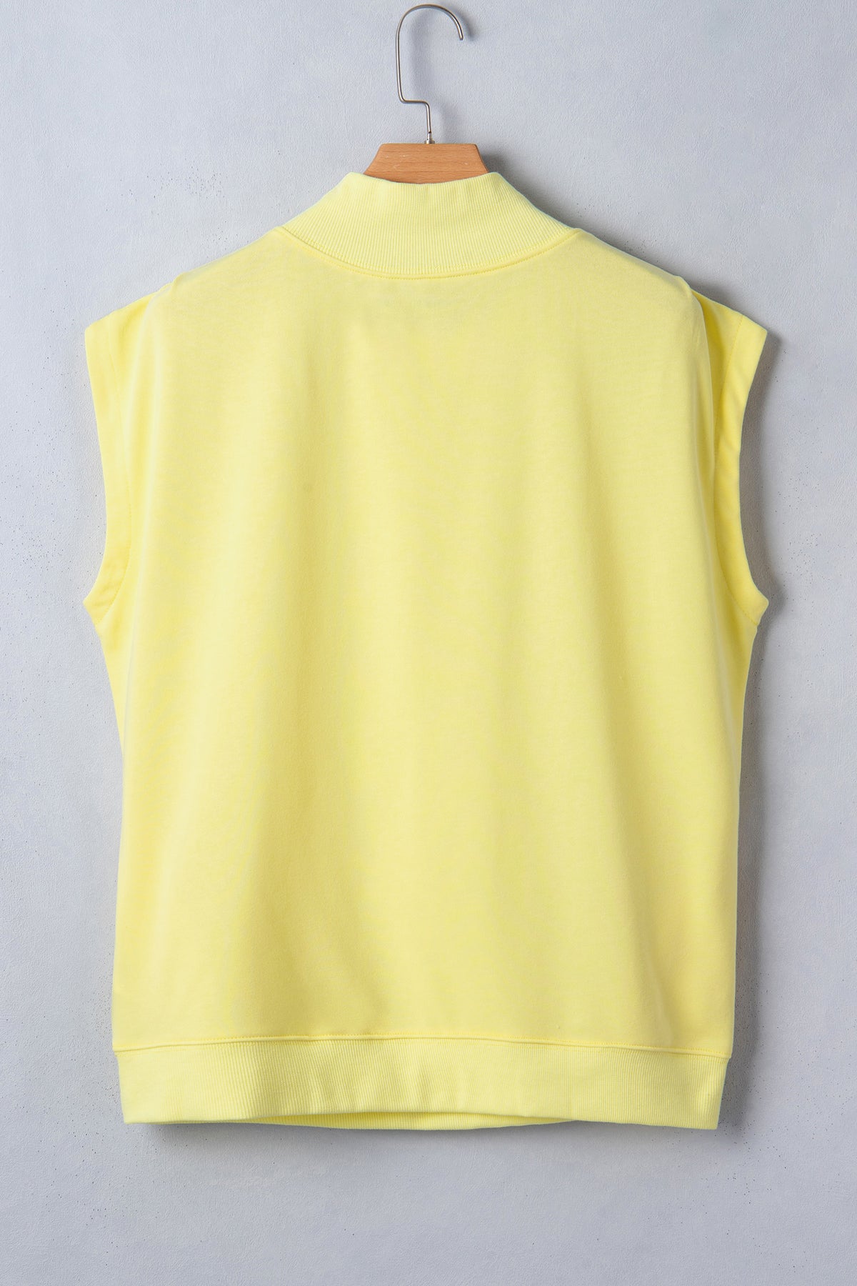 Yellow Solid Color High Neck Cap Sleeve Loose Top