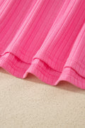Sachet Pink Soft Ribbed Color Block Trim Casual Short Set