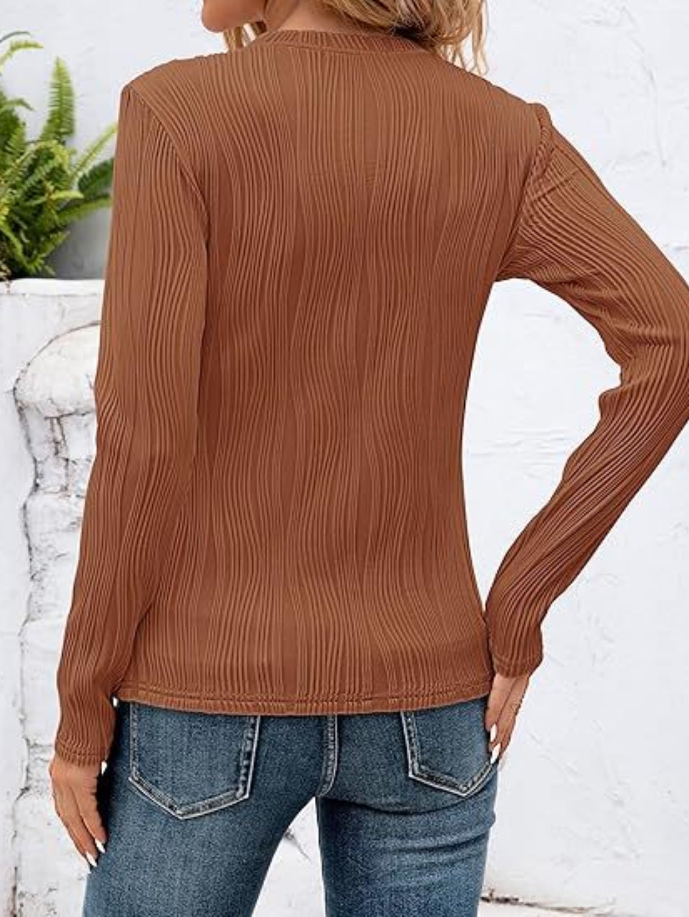 Sanopy Women's Long Sleeve Textured Knit Top