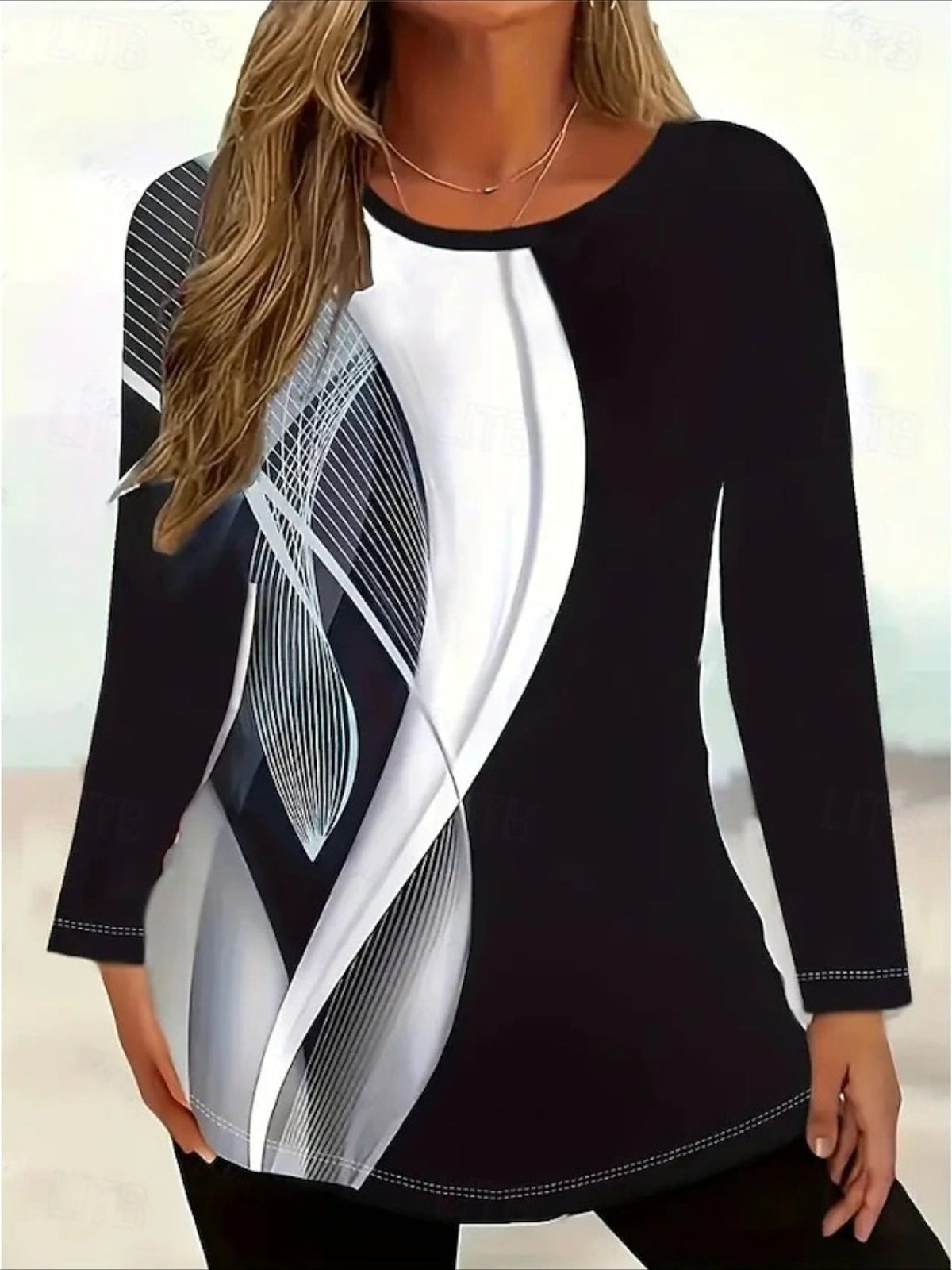 Casual Leaves Crew Neck Long Sleeve T-shirt