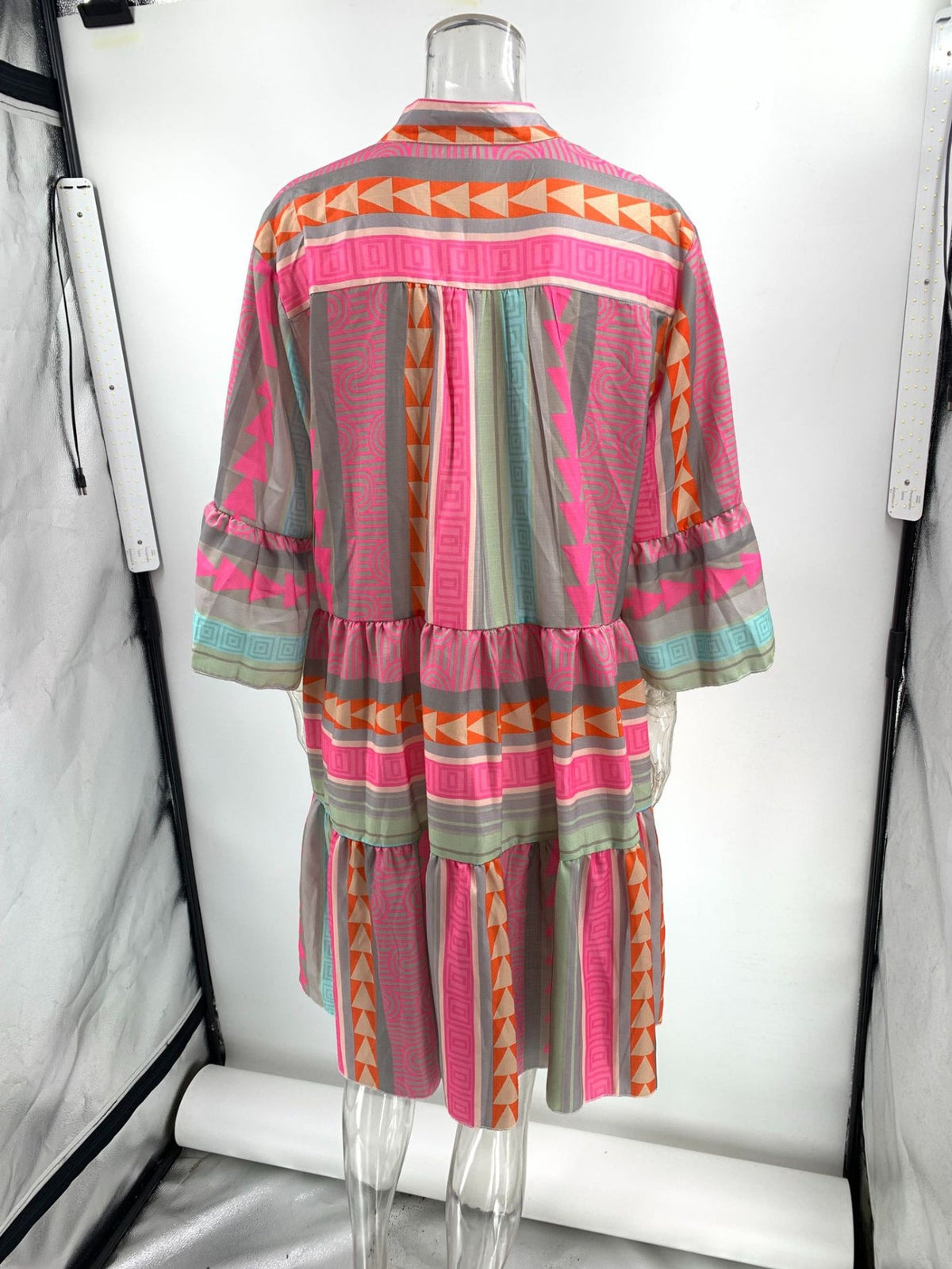 Fresh Print 3/4 Sleeve Mini Dress