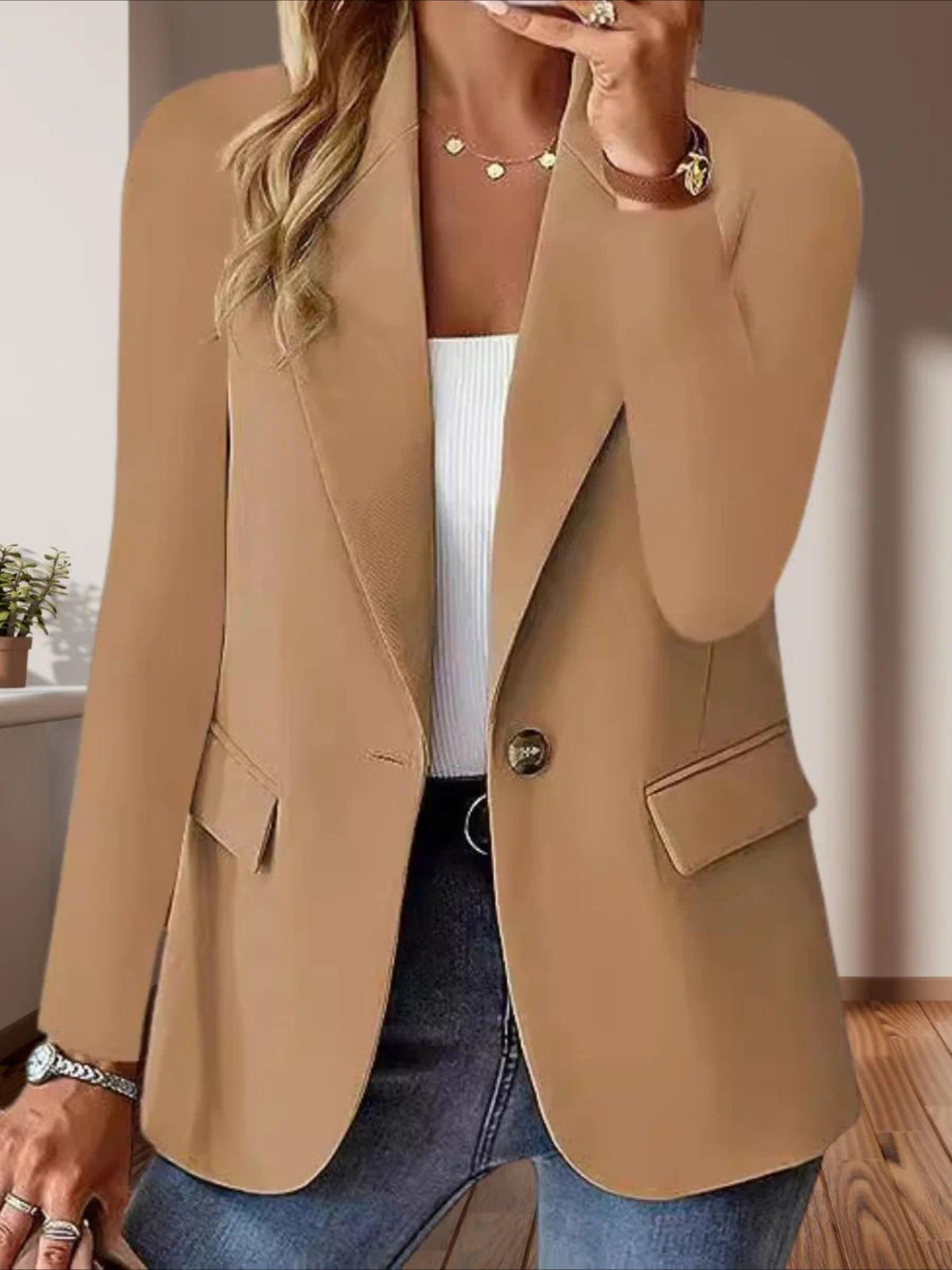 Vintage Split Joint Long Sleeve Regular Blazer