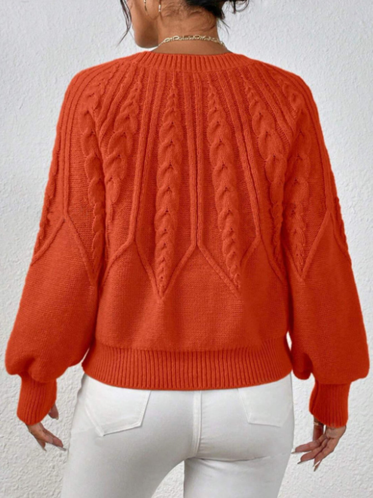Casual Pullover Chic Knit Lantern Sleeves & Ruffle Detail Sweater