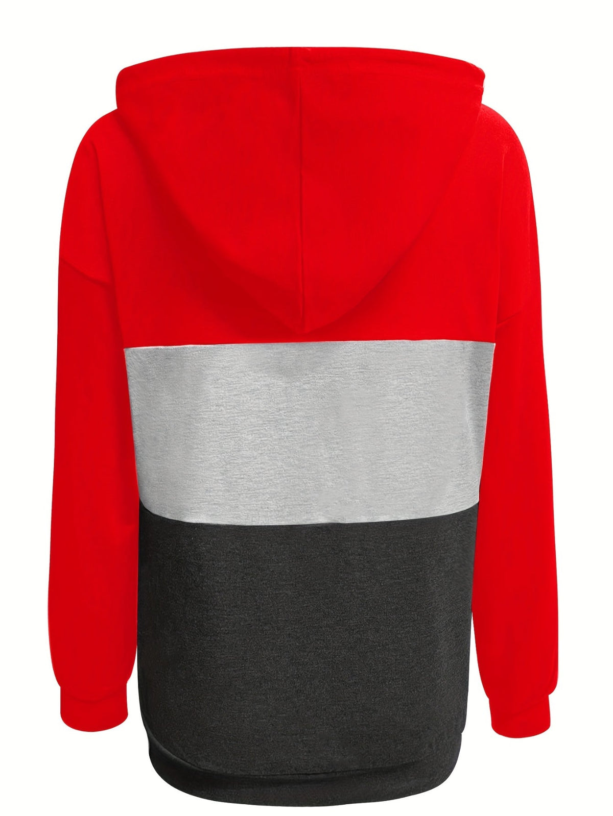 Color Block Button Drawstring Hoodie, Casual Long Sleeve Kangaroo Pocket Sweatshirt