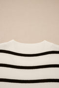 White Side Slits Crewneck Short Sleeve Sweater Tee