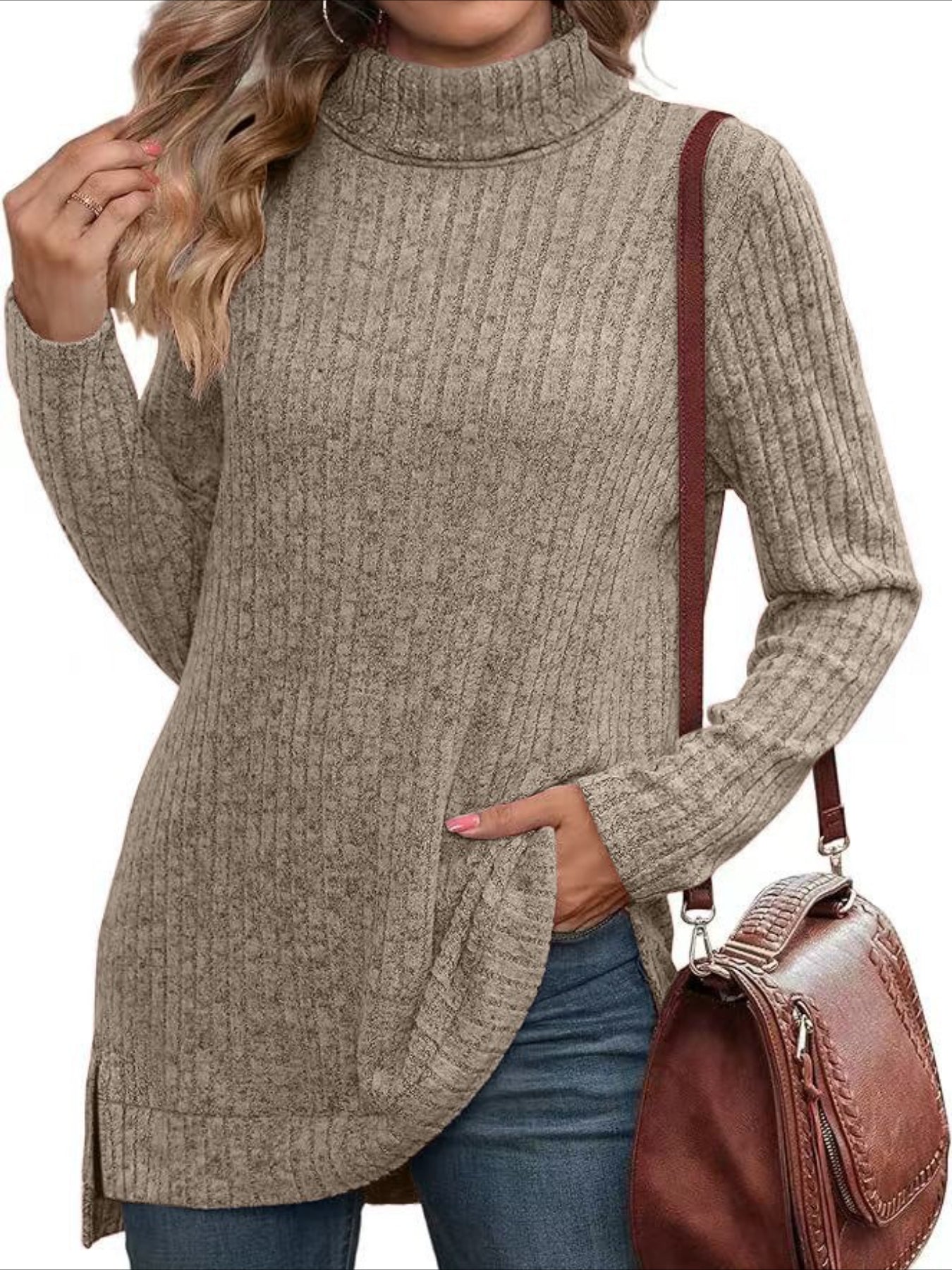 Pullover Turtle Neck Long Sleeve Sweater