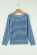 Myosotis Solid Color Hollow Out Knit Long Sleeve Crochet Sweater