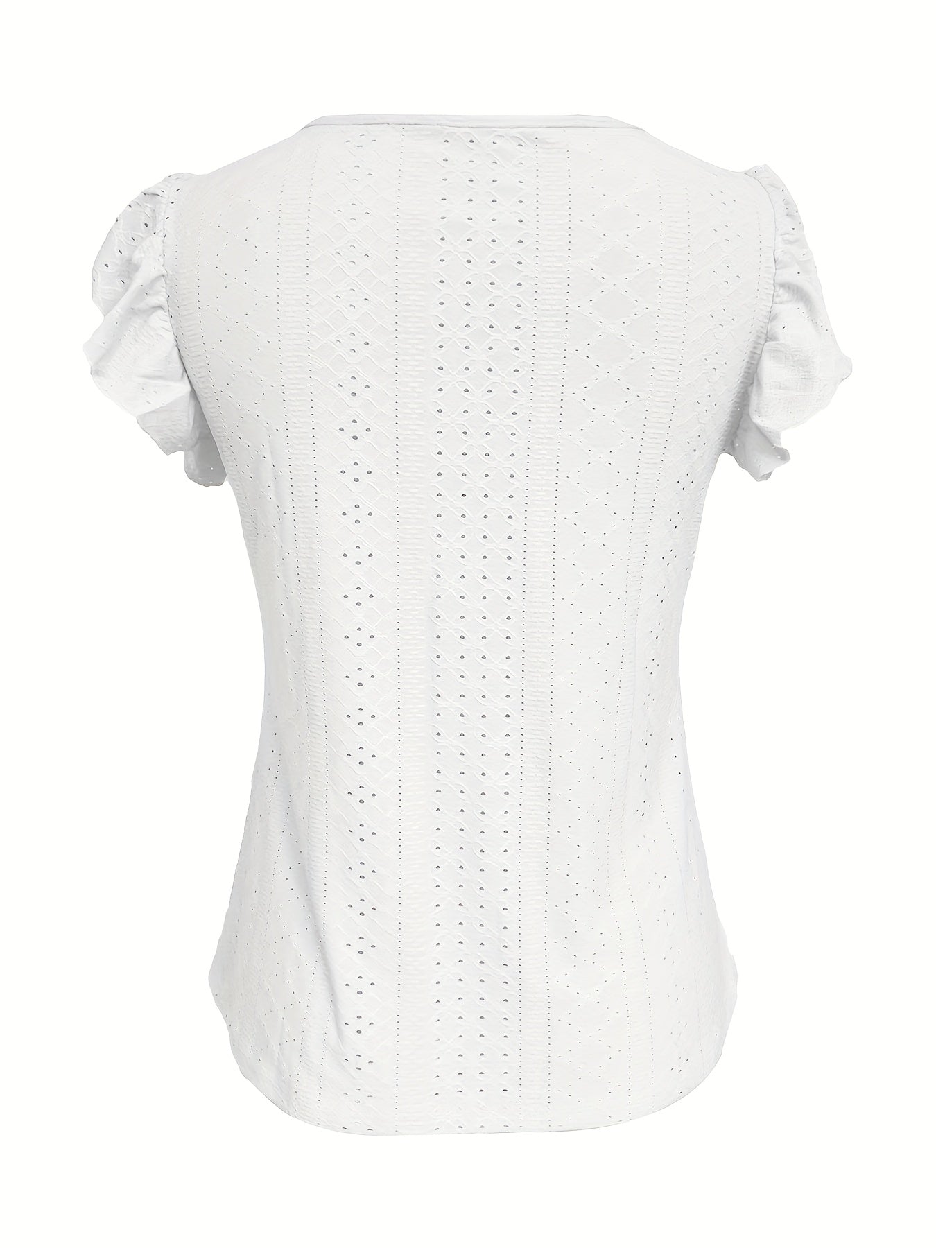 Elegant V-Neck Short Sleeve T-Shirt With Decorative Buttons