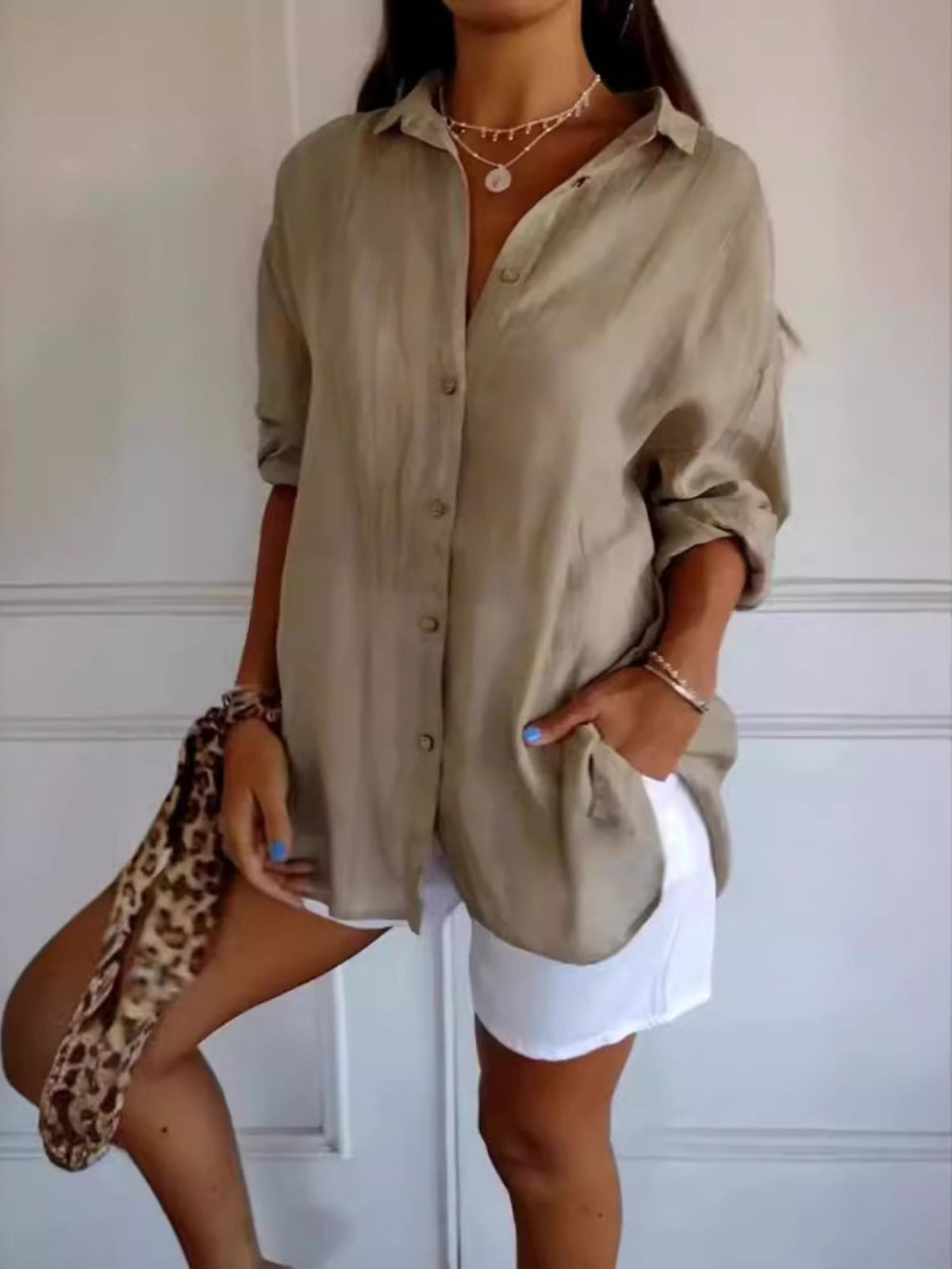 Women's Solid Color Long Sleeve Spring/Fall Collar Daily Going Out Casual Top