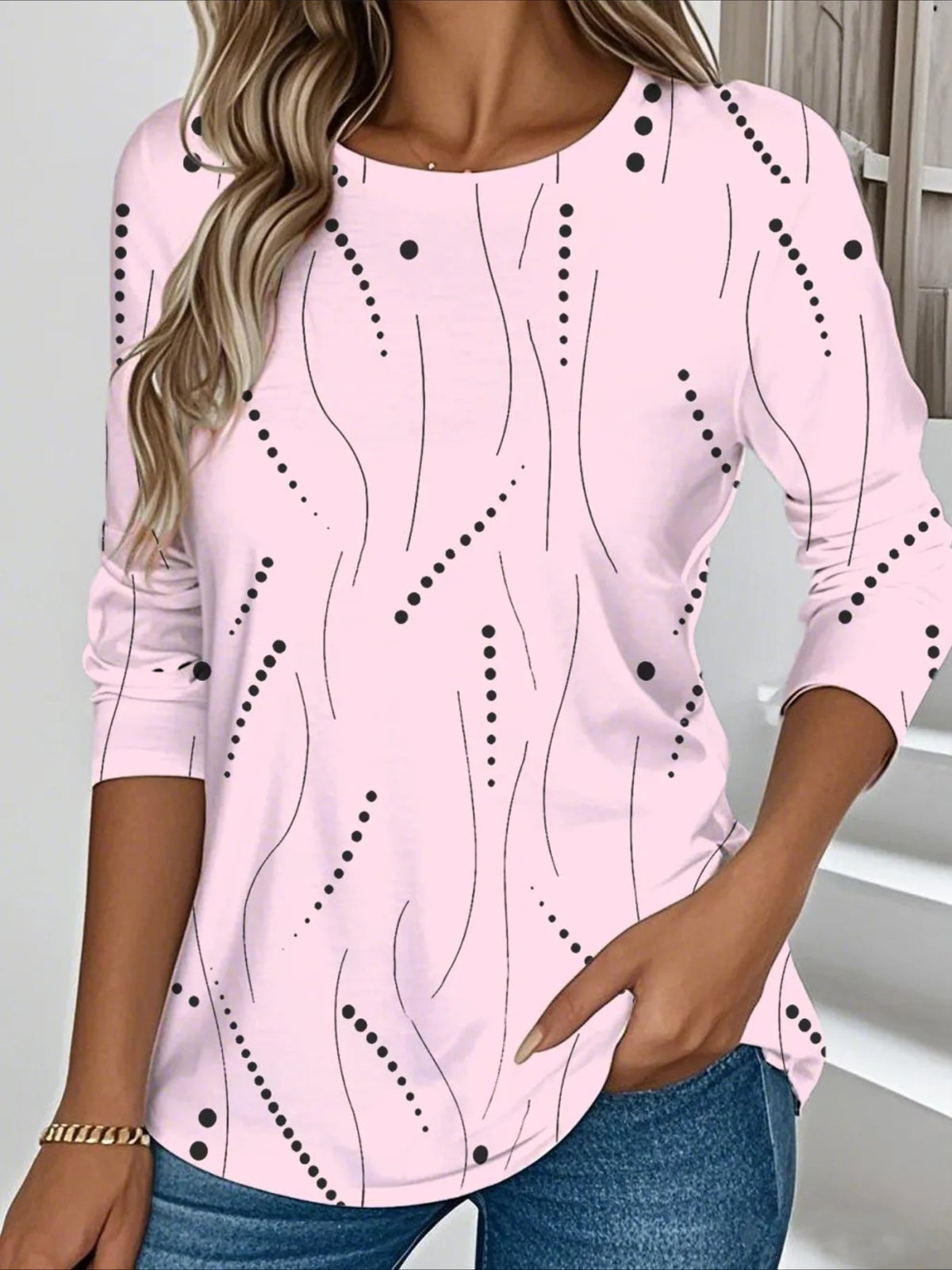 Casual Striped Crew Neck Long Sleeve T-shirt