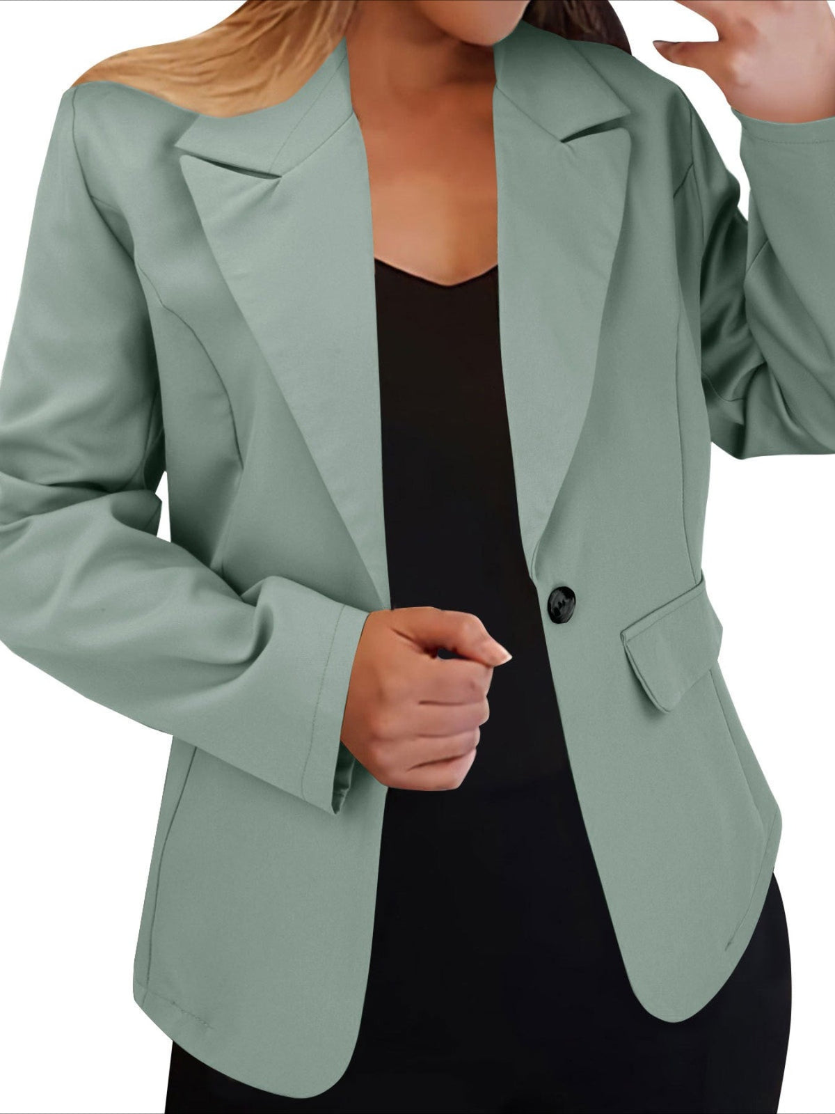 Long Sleeve Solid Color Elegant Lapel Small Suit Jacket