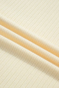 Yellow Cream Plus Size Ribbed Color Block Trim Drawstring Shorts 2pcs Set