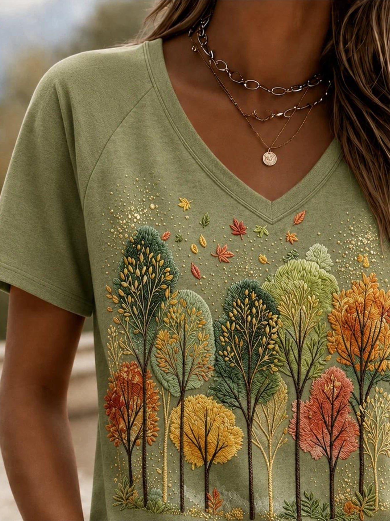 100% Cotton V Neck Vintage Regular Print Fit T-Shirt